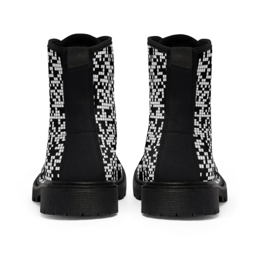 Black and White Pixels Canvas Boots - Image 5