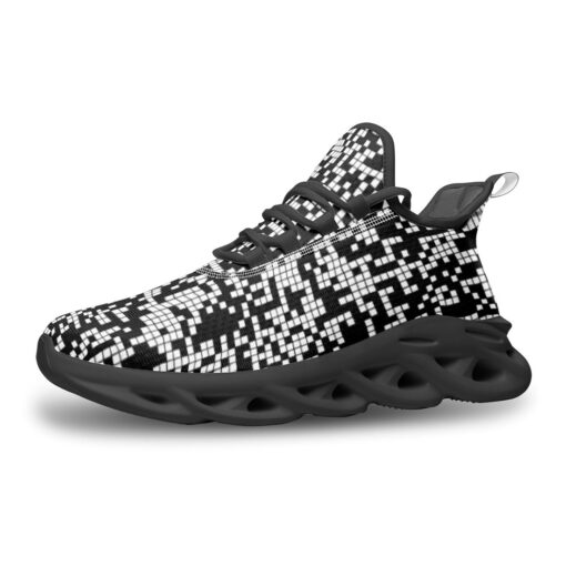 Black and White Pixels Sports Shoes