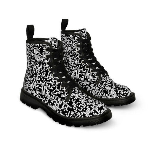 Black and White Pixels Canvas Boots