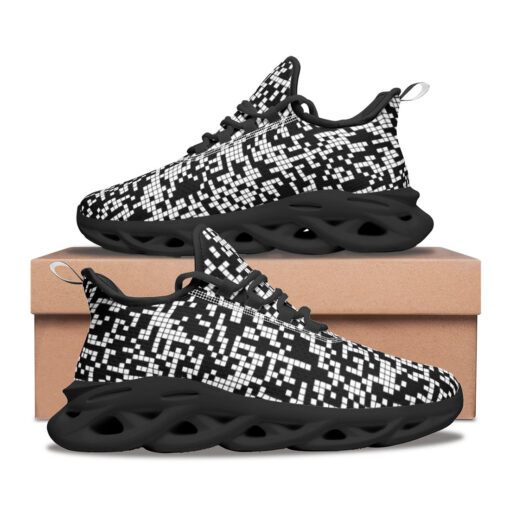 Black and White Pixels Sports Shoes - Image 2