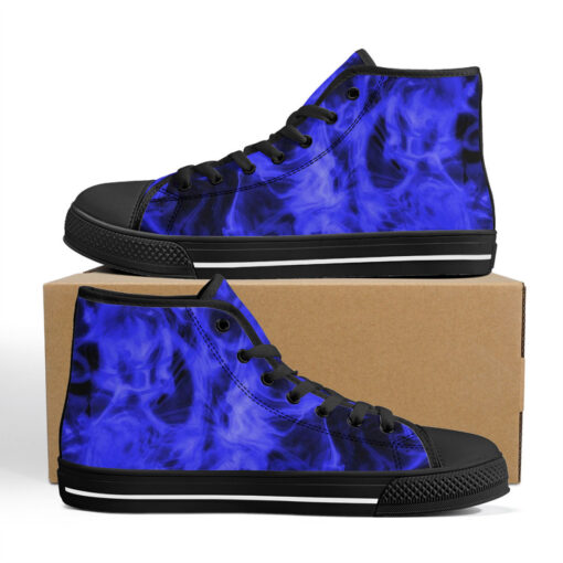 Blue Neon Smoke High-Top Canvas Shoes