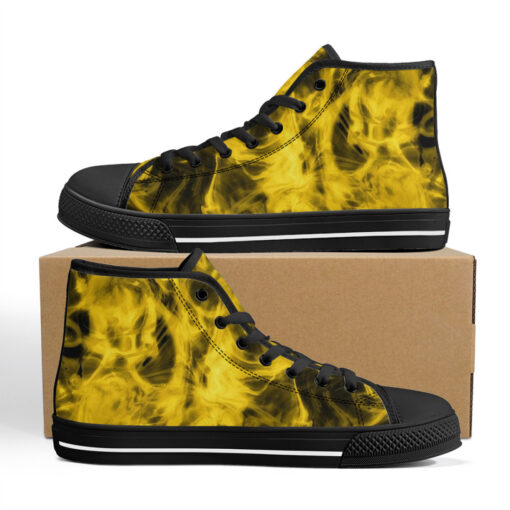 Yellow Neon Smoke High-Top Canvas Shoes