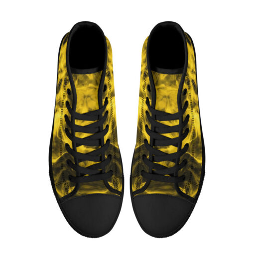 Yellow Neon Smoke High-Top Canvas Shoes - Image 3