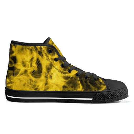 Yellow Neon Smoke High-Top Canvas Shoes - Image 5