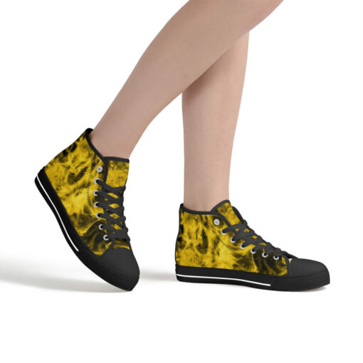 Yellow Neon Smoke High-Top Canvas Shoes - Image 7