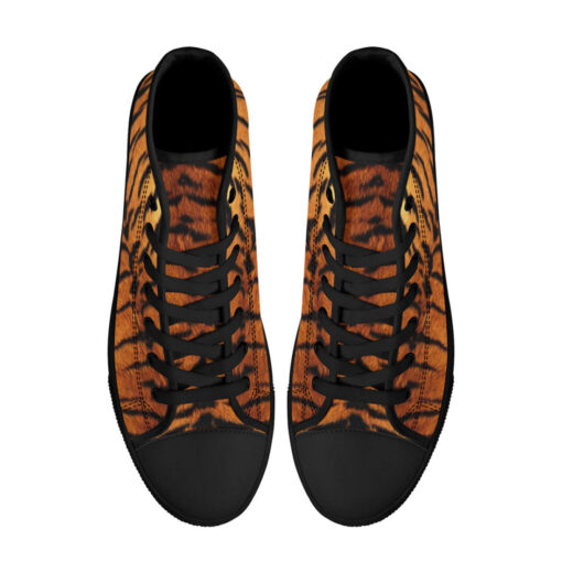 Tiger Pattern High-Top Canvas Shoes - Image 3