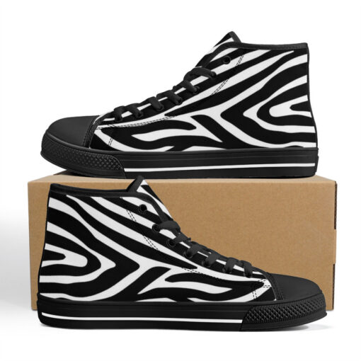 Zebra Pattern High-Top Canvas Shoes