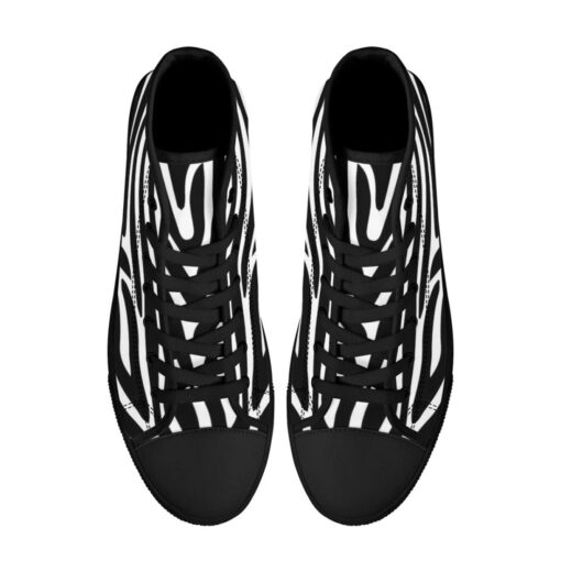 Zebra Pattern High-Top Canvas Shoes - Image 3