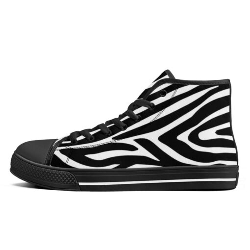 Zebra Pattern High-Top Canvas Shoes - Image 4