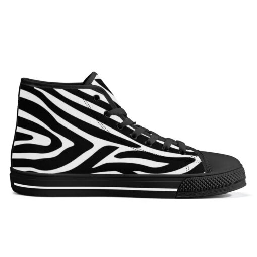 Zebra Pattern High-Top Canvas Shoes - Image 5