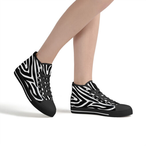 Zebra Pattern High-Top Canvas Shoes - Image 7