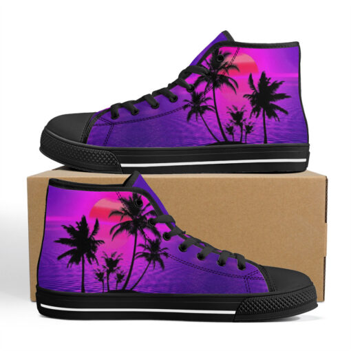 Neon Sunset High-Top Canvas Shoes