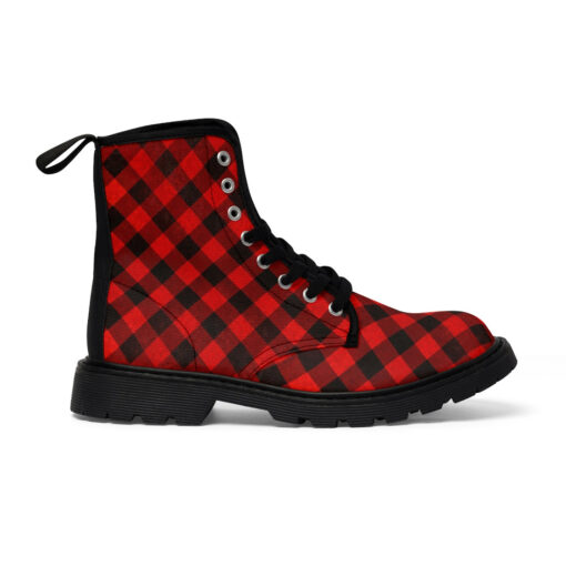 Red Checkered Canvas Boots - Image 2