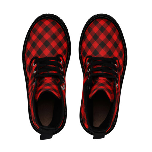 Red Checkered Canvas Boots - Image 4