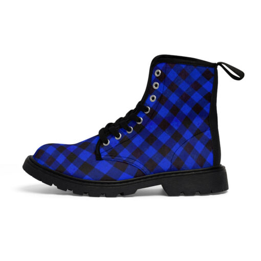 Blue Checkered Canvas Boots - Image 2