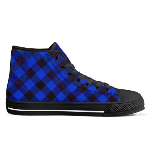 Blue Checkered High-Top Canvas Shoes - Image 5