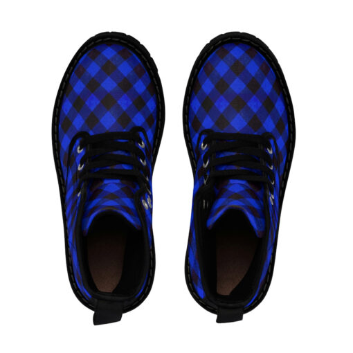 Blue Checkered Canvas Boots - Image 4