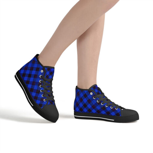 Blue Checkered High-Top Canvas Shoes - Image 7