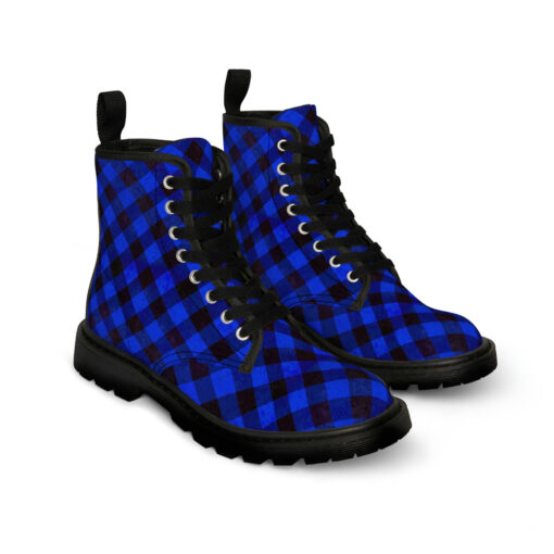 Blue Checkered Canvas Boots