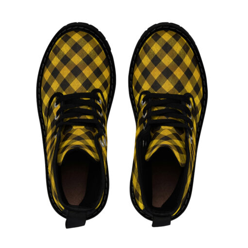 Yellow Checkered Canvas Boots - Image 4