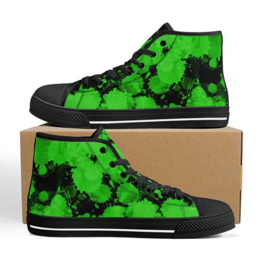 Green Paint Blots High-Top Canvas Shoes