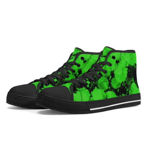 Green Paint Blots High-Top Canvas Shoes - Image 2