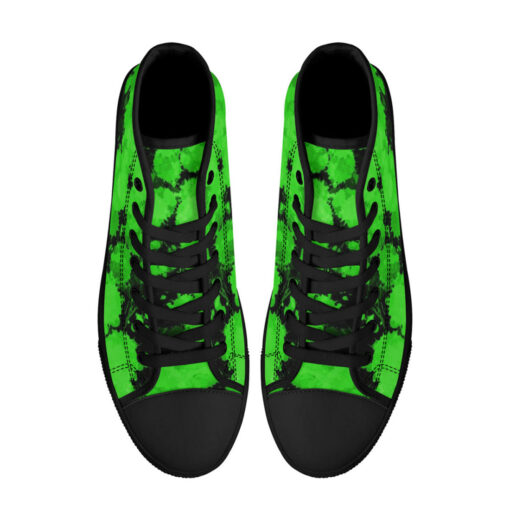 Green Paint Blots High-Top Canvas Shoes - Image 3