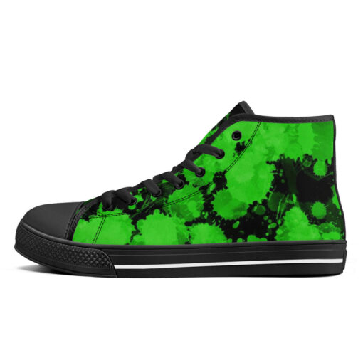 Green Paint Blots High-Top Canvas Shoes - Image 4