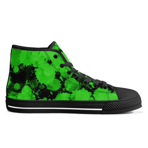 Green Paint Blots High-Top Canvas Shoes - Image 5