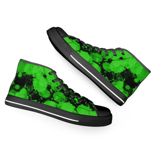 Green Paint Blots High-Top Canvas Shoes - Image 6