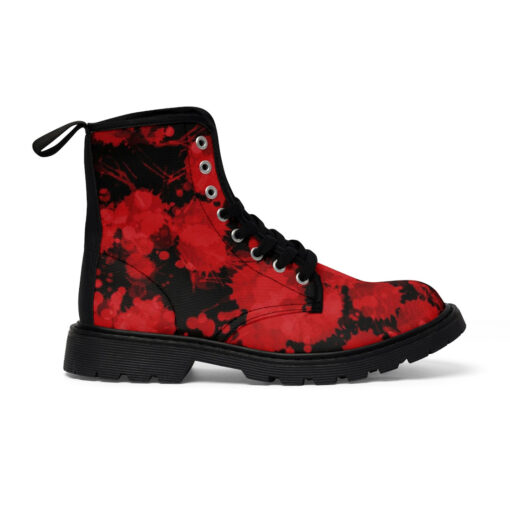 Red Paint Blots Canvas Boots - Image 3