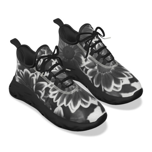 Black and White Flowers Sports Shoes - Image 5