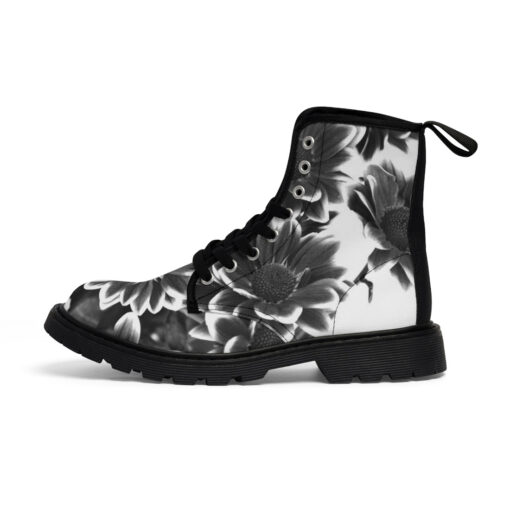 Black and White Flowers Canvas Boots - Image 2