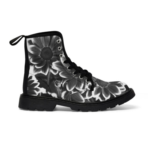 Black and White Flowers Canvas Boots - Image 3