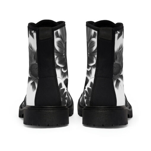 Black and White Flowers Canvas Boots - Image 5