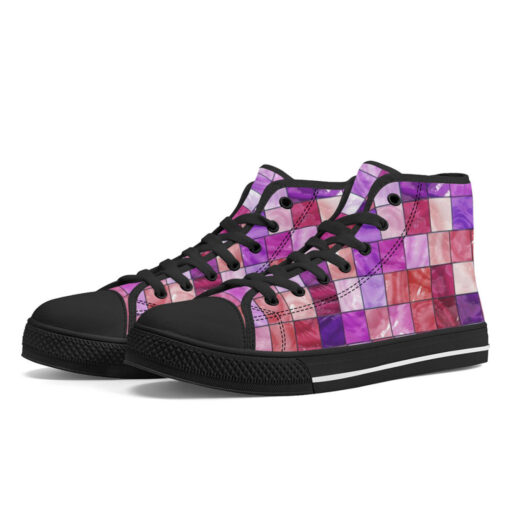 Stained Glass Mosaic High-Top Canvas Shoes - Image 2