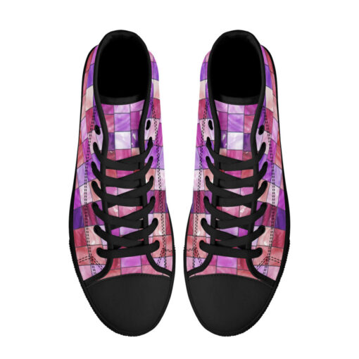 Stained Glass Mosaic High-Top Canvas Shoes - Image 3