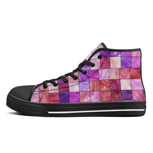 Stained Glass Mosaic High-Top Canvas Shoes - Image 4