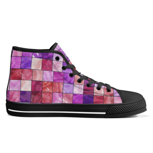 Stained Glass Mosaic High-Top Canvas Shoes - Image 5