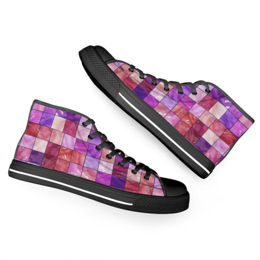 Stained Glass Mosaic High-Top Canvas Shoes - Image 6