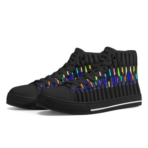 Pencils Art High-Top Canvas Shoes - Image 2