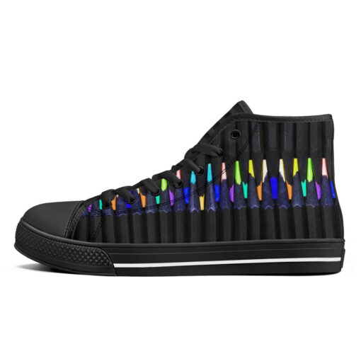 Pencils Art High-Top Canvas Shoes - Image 4