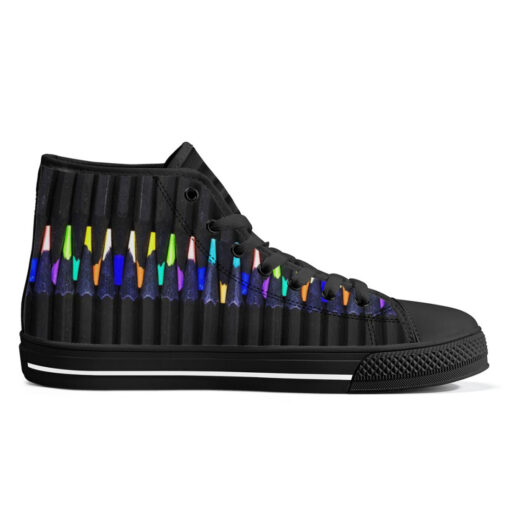 Pencils Art High-Top Canvas Shoes - Image 5