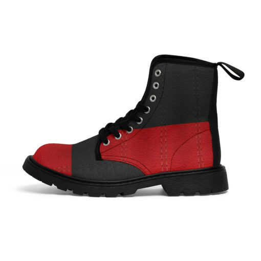 Leather Patchwork Canvas Boots - Image 3