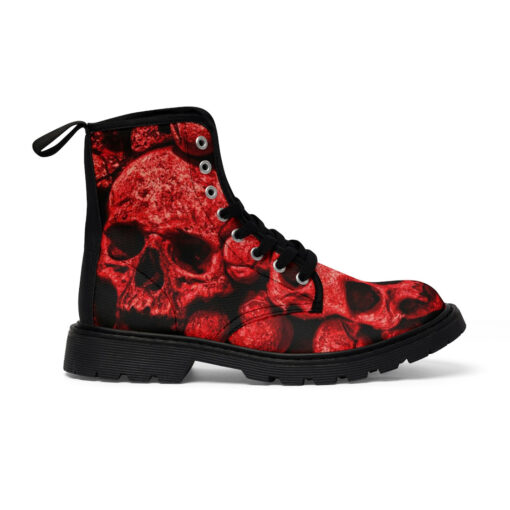 Red Skulls Art Canvas Boots - Image 3