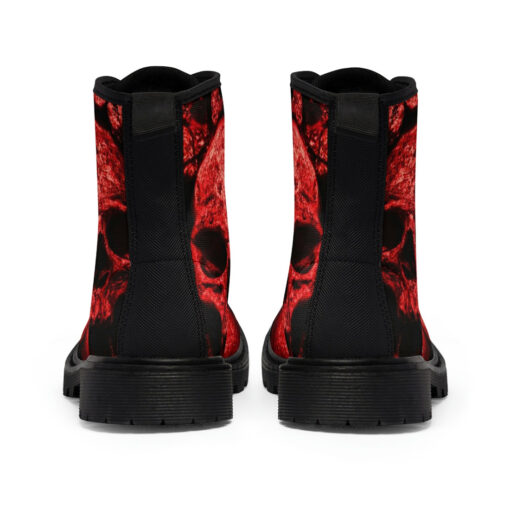 Red Skulls Art Canvas Boots - Image 5