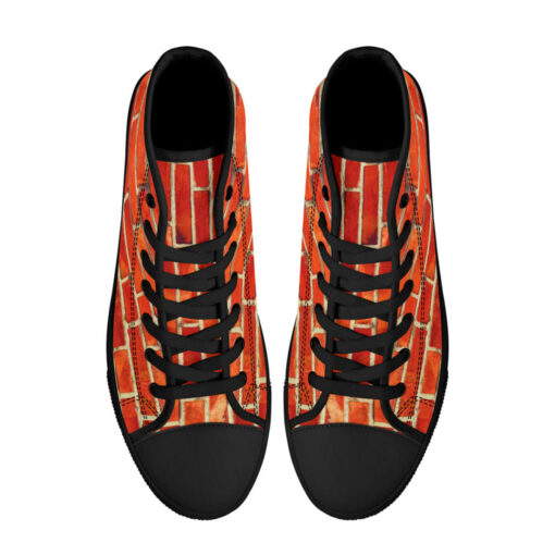 Red Bricks Wall High-Top Canvas Shoes - Image 3