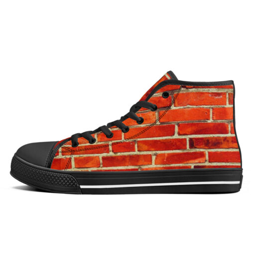 Red Bricks Wall High-Top Canvas Shoes - Image 4