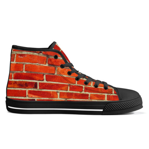 Red Bricks Wall High-Top Canvas Shoes - Image 5