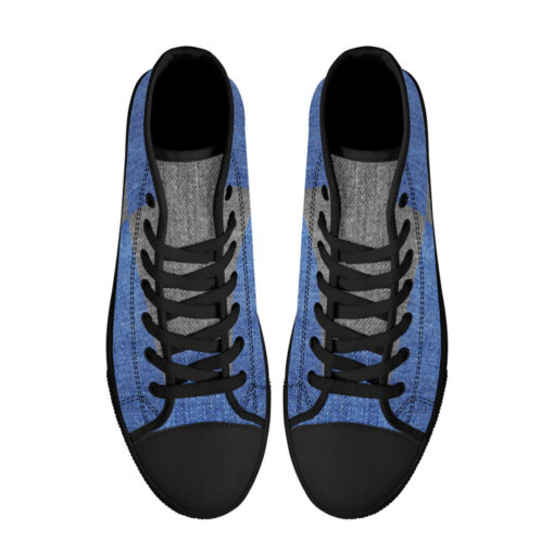 Denim Patchwork High-Top Canvas Shoes - Image 3